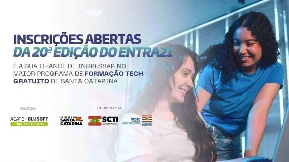 Entra21: 20 anos transformando carreiras com 500 vagas em SC